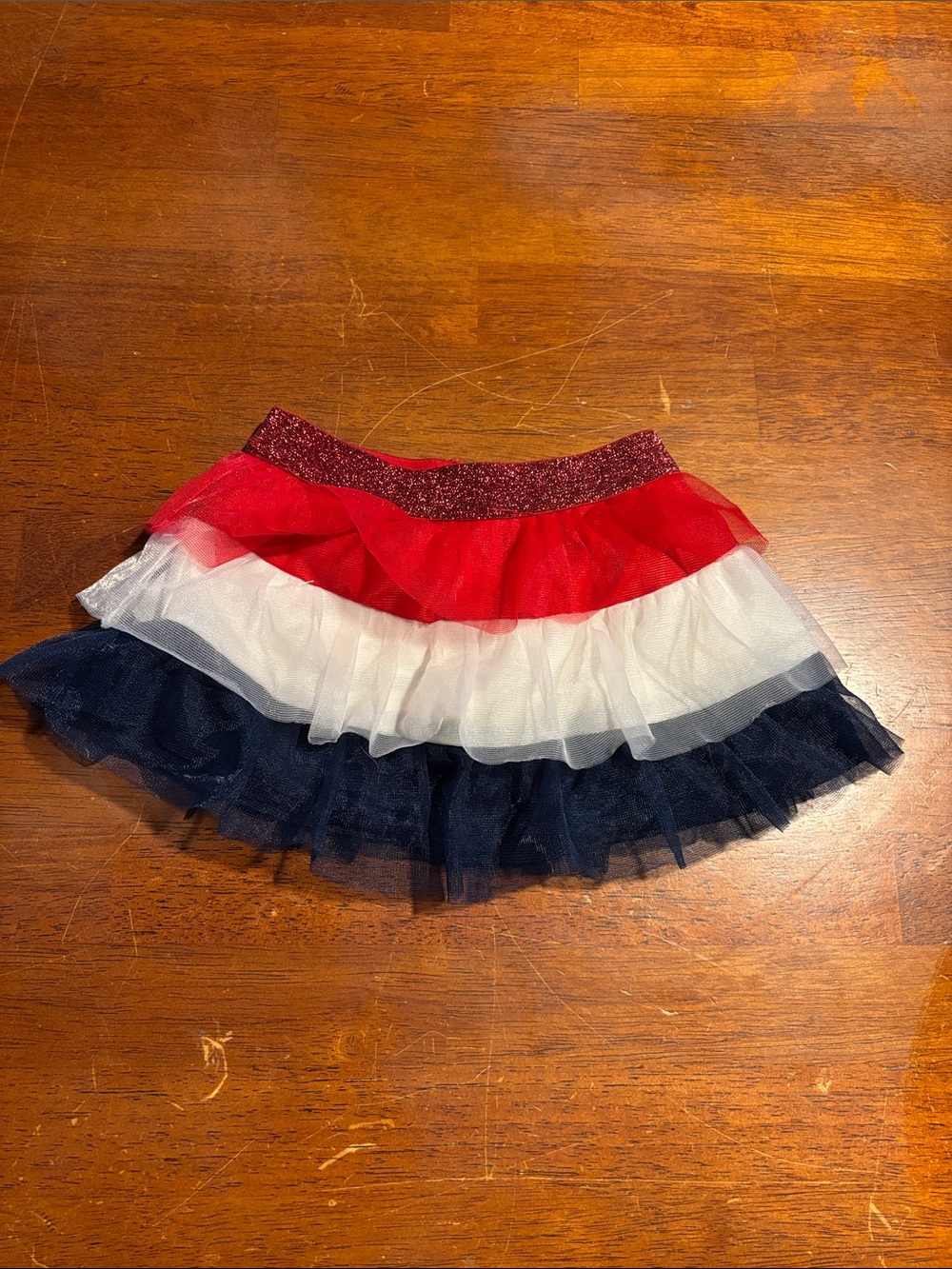 Celebrate It Red White Navy Layered Tulle Skirt with Sparkle Waistband
